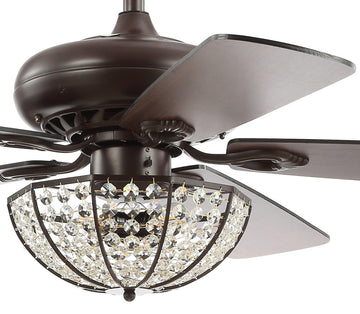 Joanna 52" Bronze Crystal LED Ceiling Fan With Remote - JONATHAN Y
